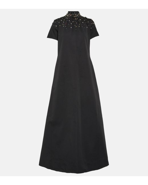 Staud Black Embellished Cotton-blend Maxi Dress