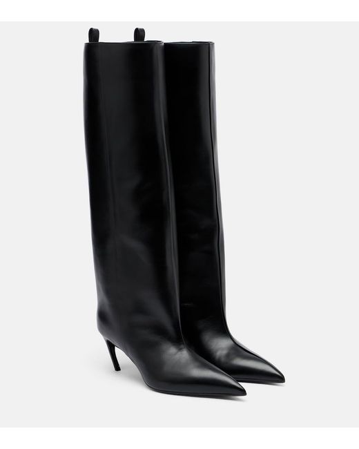 The Attico Black Lea Leather Knee-High Boots