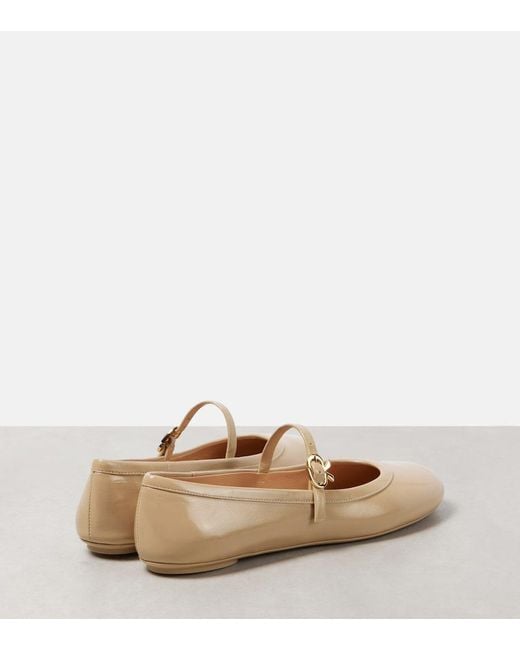 Gianvito Rossi Natural Carla Patent Leather Mary Jane Flats