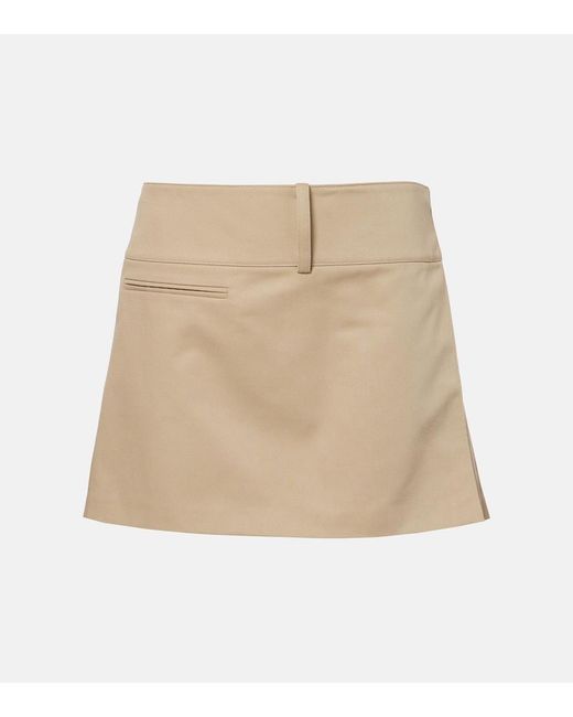 Courreges Natural Belted And Pleated Polycotton Miniskirt