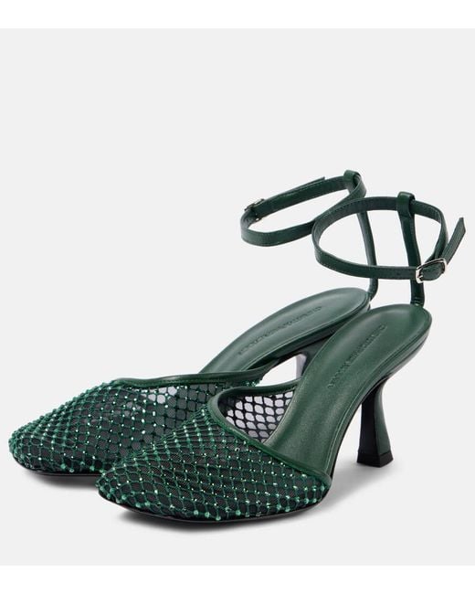 Christopher Esber Green Pumps Minette 80 Aus Mesh Mit Kristallen