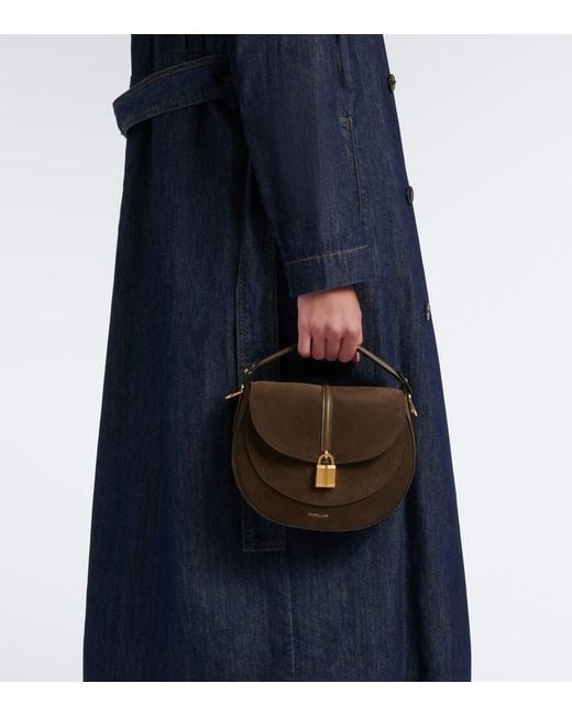 DeMellier London Black Siena Saddle Small Suede Crossbody Bag