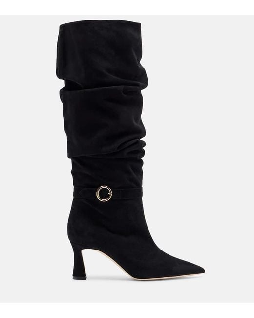 Malone Souliers Black Melina 70 Suede Knee-High Boots