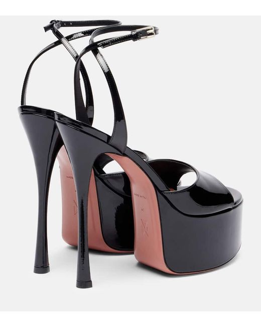 AMINA MUADDI Black Aya 155 Patent Leather Platform Sandals