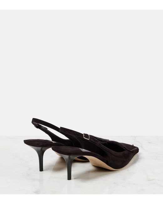 Jimmy Choo Black Frances 60 Suede Slingback Pumps