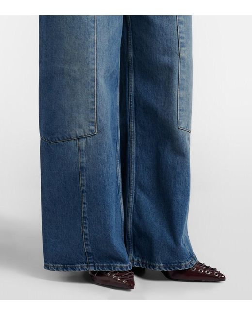 Ganni Blue Mid-Rise Cargo Jeans