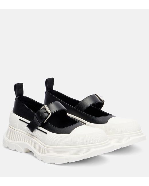 Alexander McQueen White Tread Slick Mary Jane Platforms