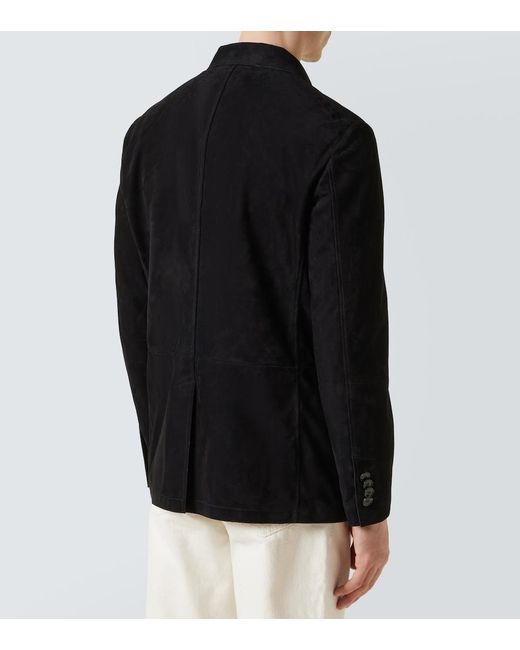 Brioni Black Monti Single-Breasted Suede Blazer for men