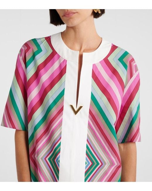 Valentino Pink Vgold Rhombus 75 Cotton Poplin Minidress