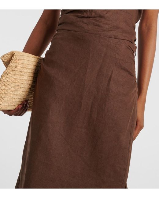 Sir Brown Jerry Linen Midi Skirt