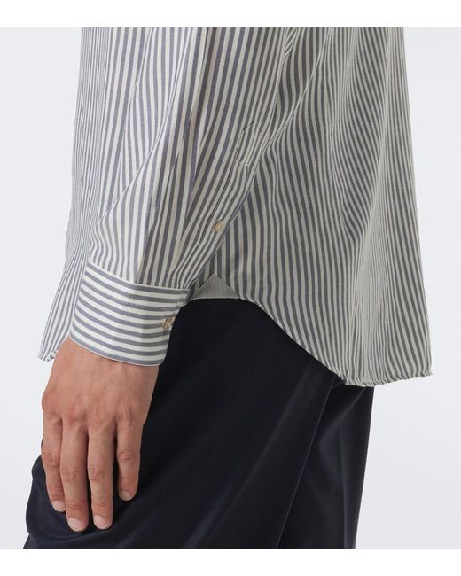 Eleventy Gray Striped Twill Shirt for men