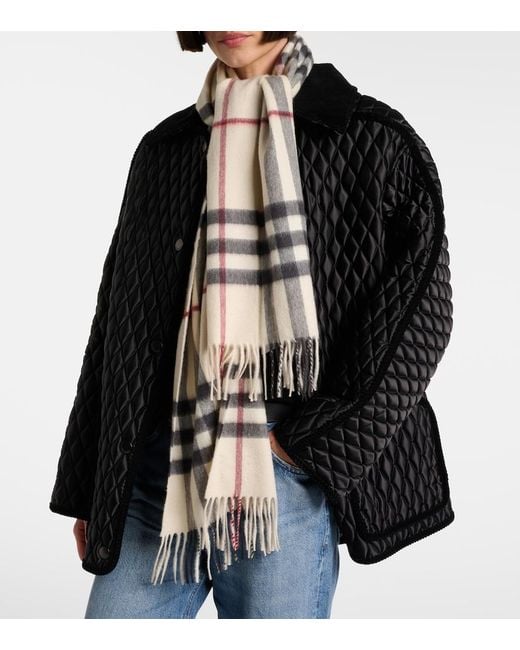 Burberry Natural Giant Check Cashmere Scarf
