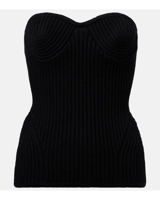 Jean Paul Gaultier Black Ribbed-Knit Wool-Blend Corset