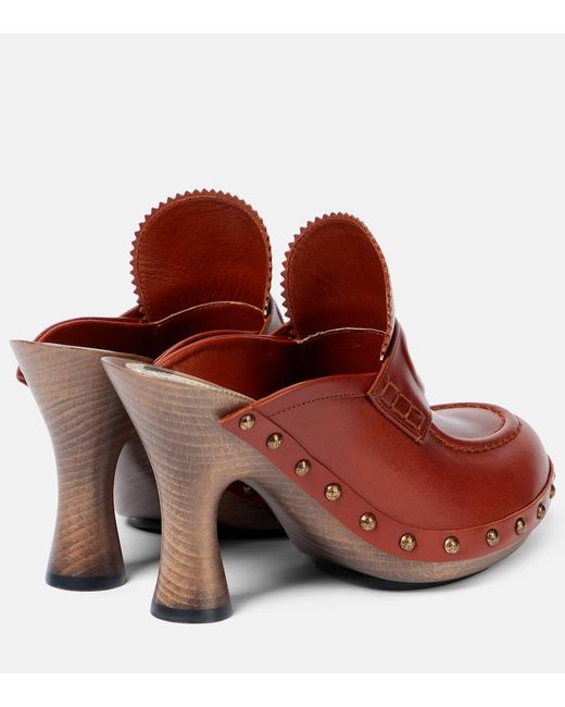 Burberry Red 75 Leather Mules