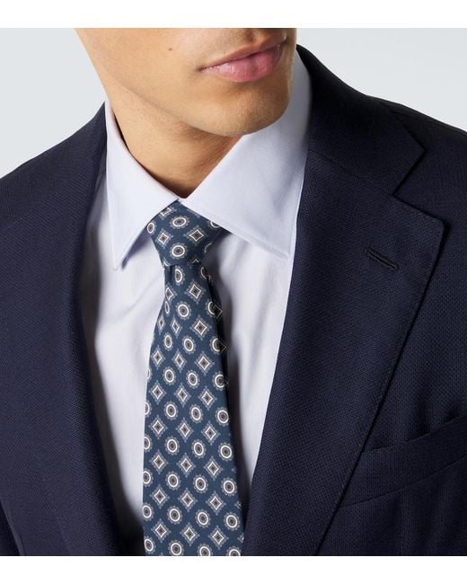 Thom Sweeney Gray Printed Silk Tie for men