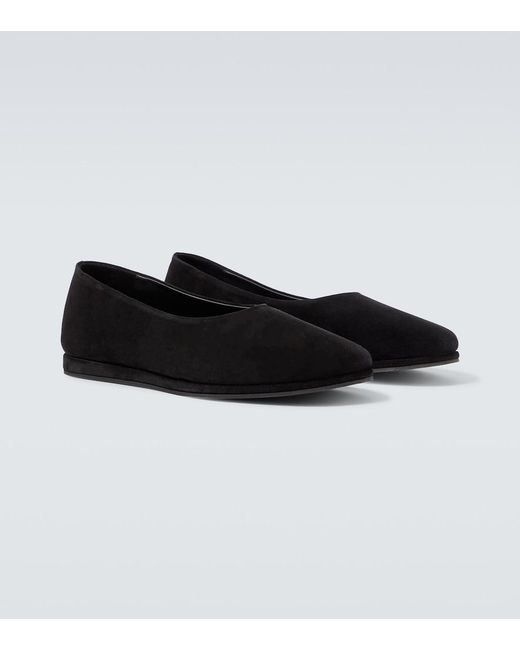 Saman Amel Black City Suede Slip-On Shoes for men