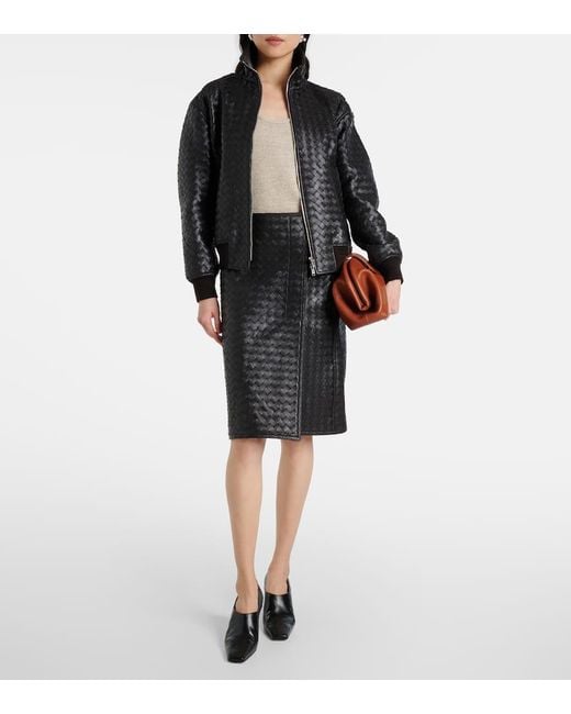 Bottega Veneta Black Lederjacke Intrecciato
