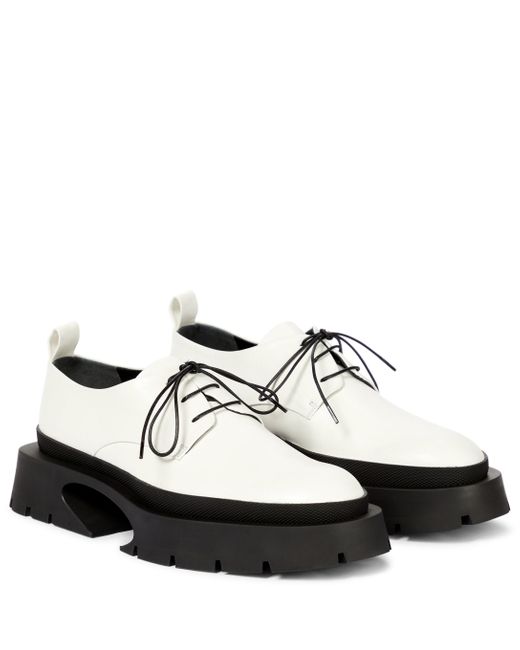 Damen Schuhe Flache Schuhe Schnürschuhe und Schnürstiefel Jil Sander Leder Verzierte Schnuerschuhe aus Leder in Weiß 