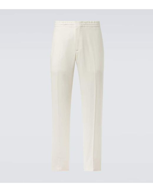 Zegna White Linen Straight Pants for men