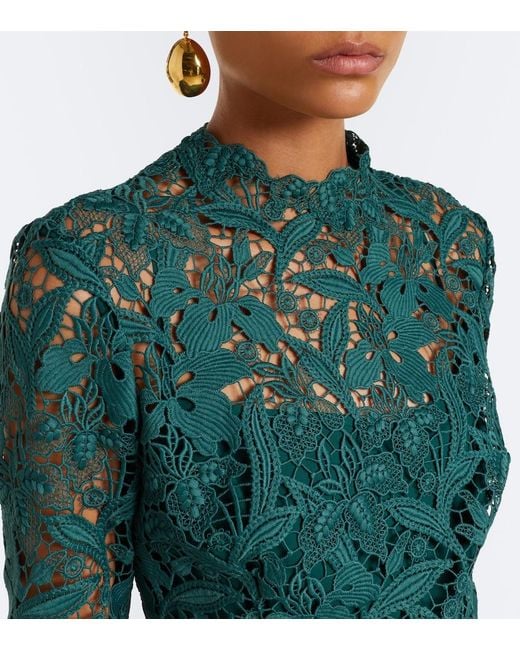 Monique Lhuillier Green Lace Minidress