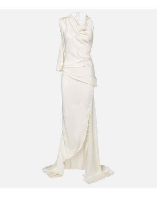 Robe Longue En Crepe De Satin Victoria Beckham en coloris White