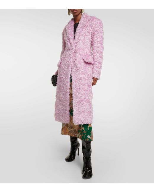 Dries Van Noten Purple Faux Fur Coat