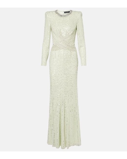 Jenny Packham White Robe Macelline Mit Pailletten