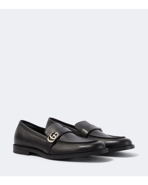 Gucci Black Double G Leather Loafers for men