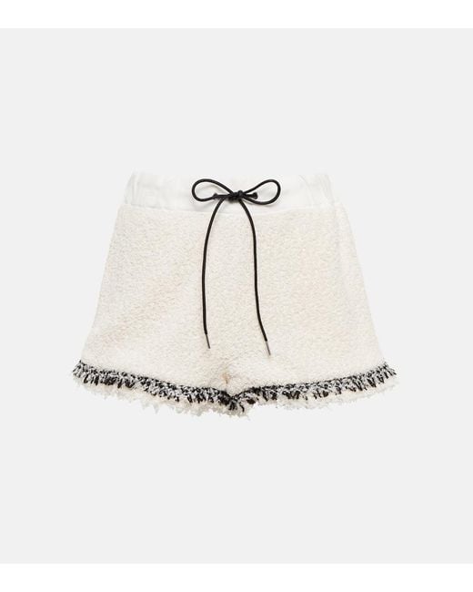 Sacai White Drawstring Tweed Shorts