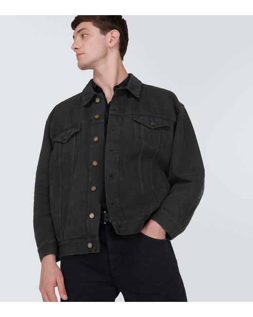 Giacca di jeans oversize di Saint Laurent in Black da Uomo