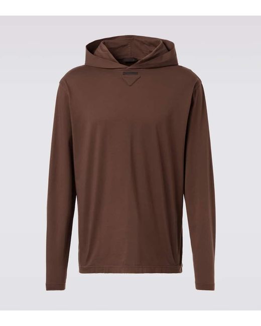 Prada Hoodie Aus Baumwolle in Brown für Herren