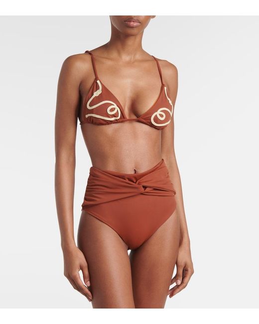 Johanna Ortiz Gathered High-Rise Bikini Bottoms
