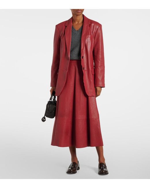 Brunello Cucinelli Red Leather Blazer
