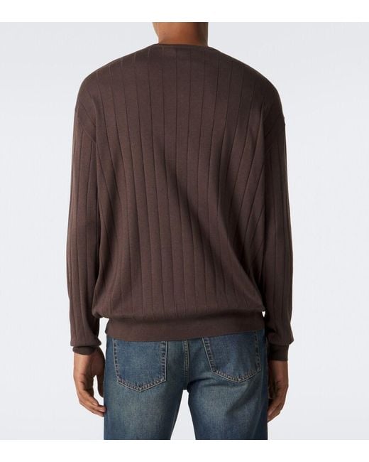 Gucci Brown Double G Silk And Cotton Sweater for men