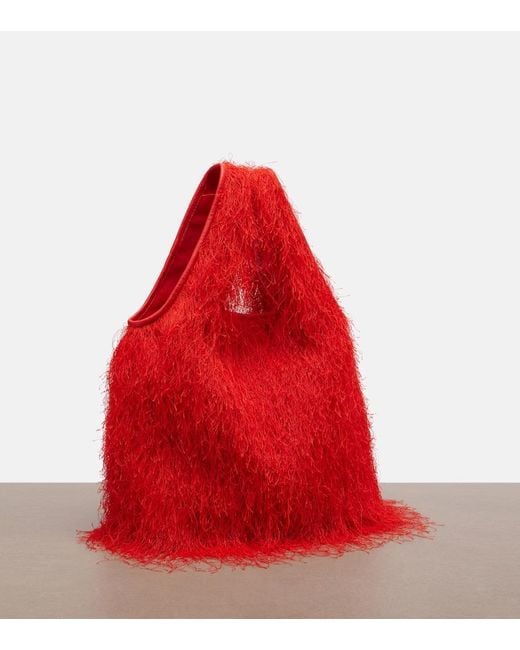 Dries Van Noten Red Marche Medium Fringed Top-Handle Bag