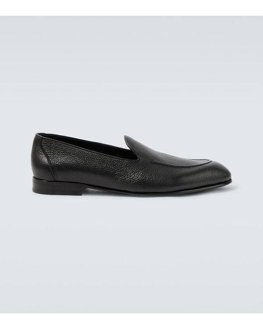 Brioni Black Appia Leather Loafers for men