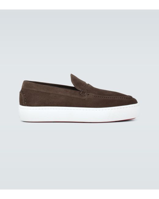 Christian Louboutin Loafers Paqueboat aus Veloursleder in Brown für Herren