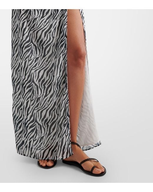 Bananhot White Louise Zebra-Print One-Shoulder Maxi Dress