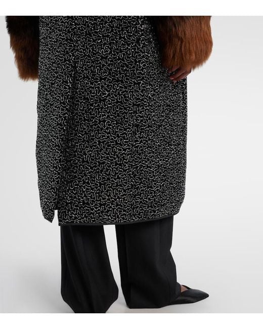 JACQUES WEI Brown Embellished Shearling-Trimmed Coat