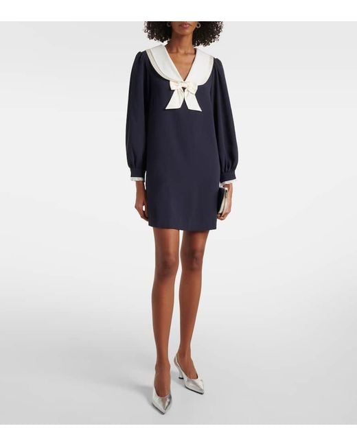 Rixo Blue Halina Bow-Detail Minidress