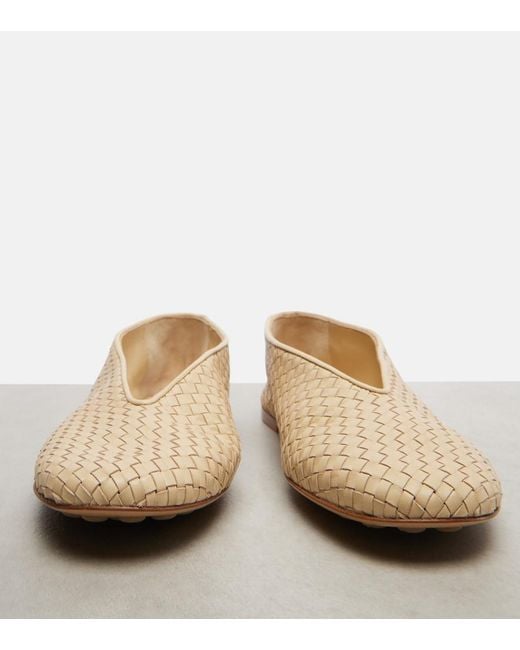 Bottega Veneta Natural Rosa Intrecciato Leather Ballet Flats