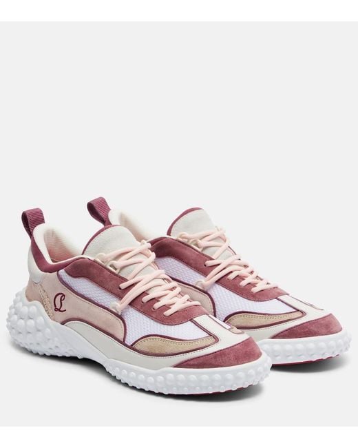 Christian Louboutin Pink Mara Suede And Mesh Sneakers