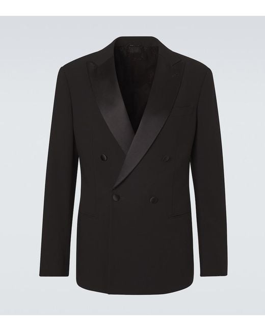 Giorgio Armani Black Virgin Wool Tuxedo Blazer for men