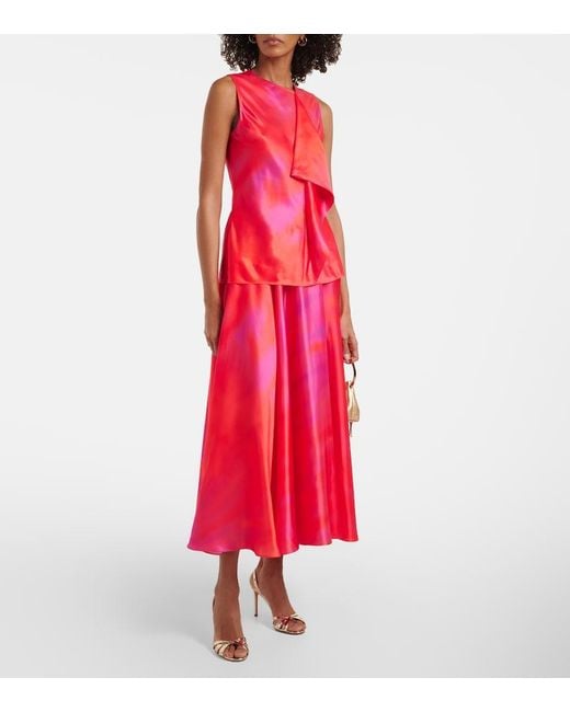 Roksanda Red Kiara Printed Draped Top