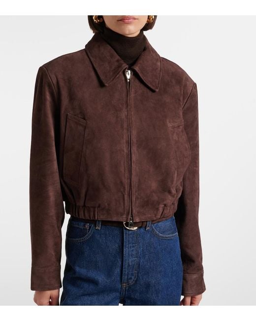 Agolde Brown Nahla Cropped Suede Jacket