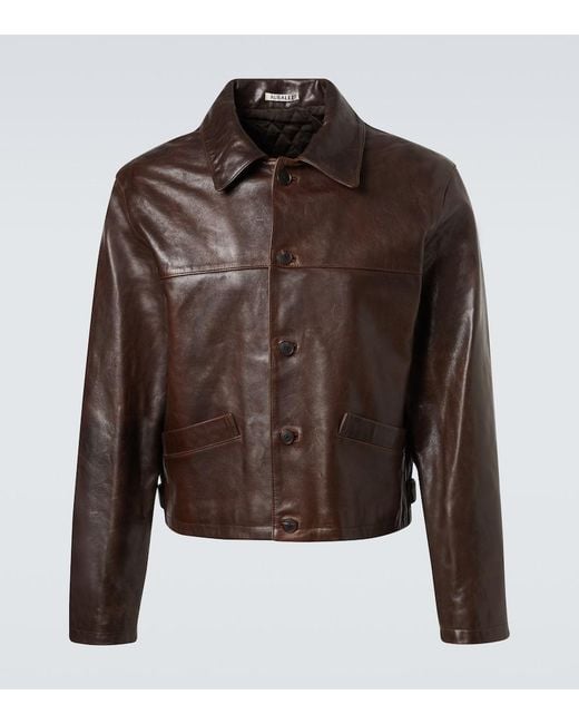 Auralee Brown Leather Jacket for men