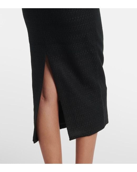Roland Mouret Black Belted Peplum Boucle Midi Dress