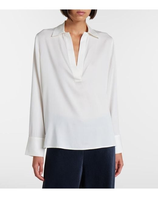 Vince White Silk-Blend Blouse