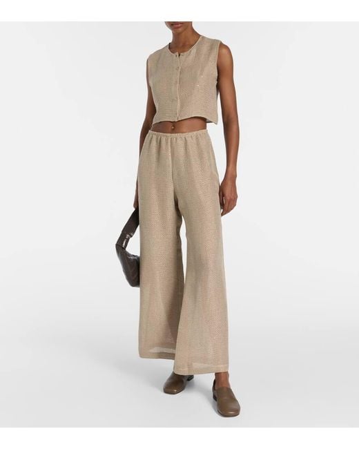 Pantalones Anchos Stella En Mezcla De Lino Leset de color Natural