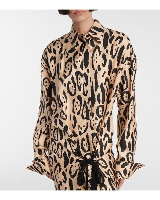 Sportmax White Astoria Printed Silk Twill Gown
